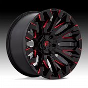 Fuel Quake D829 Gloss Black Red Milled Custom Truck Wheels